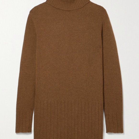 Nili Lotan Everett Wool And Cashmere-blend Mini Turtleneck Dress - Brown - Picture 3 of 7